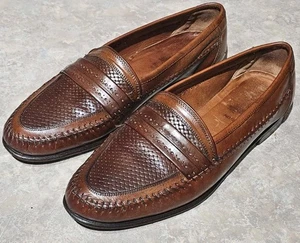 ALLEN EDMONDS 'NOVARA'-Brown Woven Leather, Mens Dress Loafer Shoes-(12.D) - Bild 1 von 8