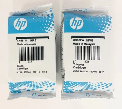 Genuine 2-pack HP 61 Black & Tri-color Ink Cartridges CR259FN#140 NO Box - Image 1 of 4