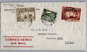 PERU 1938 POSTAL AIRMAIL COVER MULT FRANKED ADDR USA & POSTMARK - Picture 1 of 2