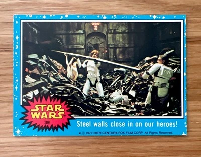 Topps Star Wars 1977 #39 RARE Card! Steel Walls Close In On Our Heroes! Exc! - Image 1 of 2