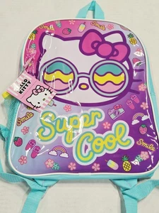 Hello Kitty Super Cool Backpack Kids Bag Pink Aqua Adjustable Straps NWT Sanrio - Picture 1 of 8
