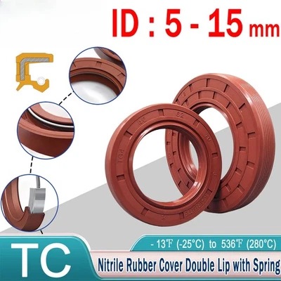 油封 5 至 15 毫米旋转轴 FKM 橡胶双唇不锈钢弹簧 TTO — 第 1/4 张图片