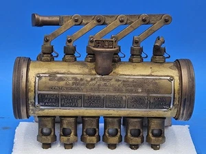 UNBRANDED 6 FEED BRASS OILER for OLD GAS STEAM MARINE ENGINE steampunk - Picture 1 of 17