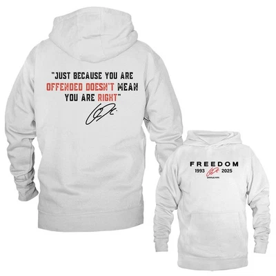 Sudadera con capucha Just Because You’re Offend Charlie Kirk True Patriot Memorial Foto 1 de 2