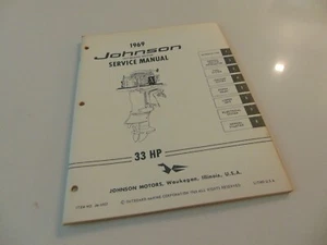 1969 Johnson Outboard 33 HP Service Repair Shop Manual 33R69 33RL69 33E69 33EL69 - Foto 1 di 2