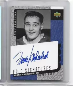 FRANK MAHOVLICH 2000 UD NHL LEGGENDE FIRME EPICHE AUTOGRAFO CERTIFICATO - Foto 1 di 1