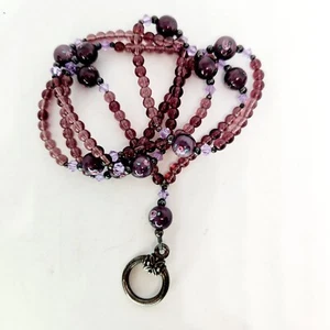 Vintage Sterling Silber Charm Gläser Halter Faux Amethyst Kunst Glas Rose Perlen - Bild 1 von 7