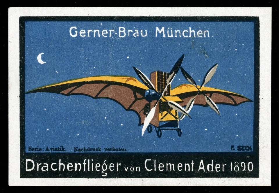 Germany Poster Stamp - Gerner-Bräu, Munich (Beer) - Aircraft - F. Seck - Image 1 of 1