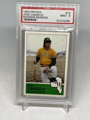 1983 Fritsch Jose Canseco Madison Muskies Pre-Rookie PSA 9  MINT A's Old LABEL - Image 1 of 4
