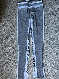 Justice Girls Size 14 Active gray/white leggings - Picture 1 of 5