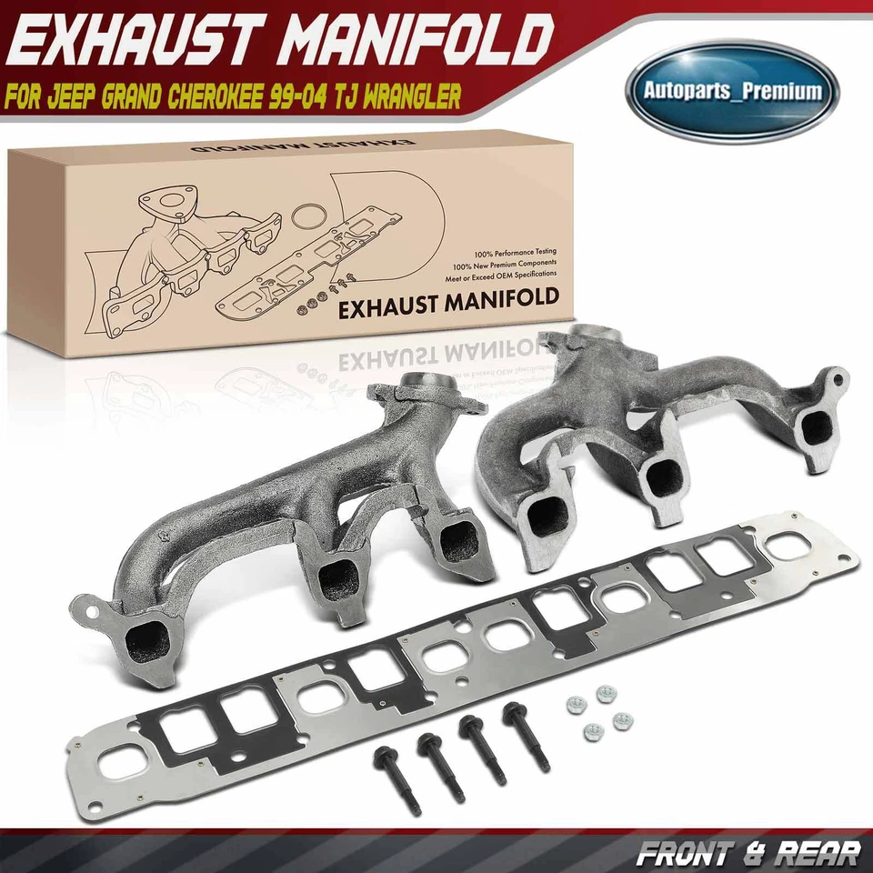 2x Colector de escape delantero y trasero con junta para Jeep Grand Cherokee 99-04 TJ 4,0 L Foto 1 de 4