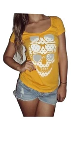 NUEVO CON ETIQUETAS VOLCOM SHADY SKULZ CAMISETA DELGADA PARA ADOLESCENTES PEQUEÑA código L148 - Imagen 1 de 4