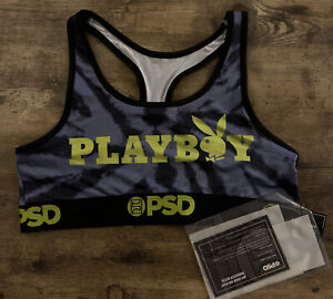 PSD Playboy  Microfiber Blend Sports Bra Black Tie Dye Sz XL  New