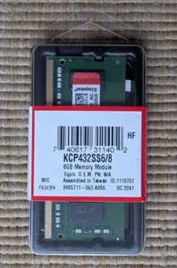 Kingston KCP432SS6/8 8GB DDR4 3200 SODIMM RAM - Paquete de 15 - Imagen 1 de 8