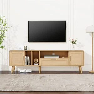 TV Entertainment Unit with Storage Drawer Cupboard Open Shelves For Living Room - Picture 1 of 10