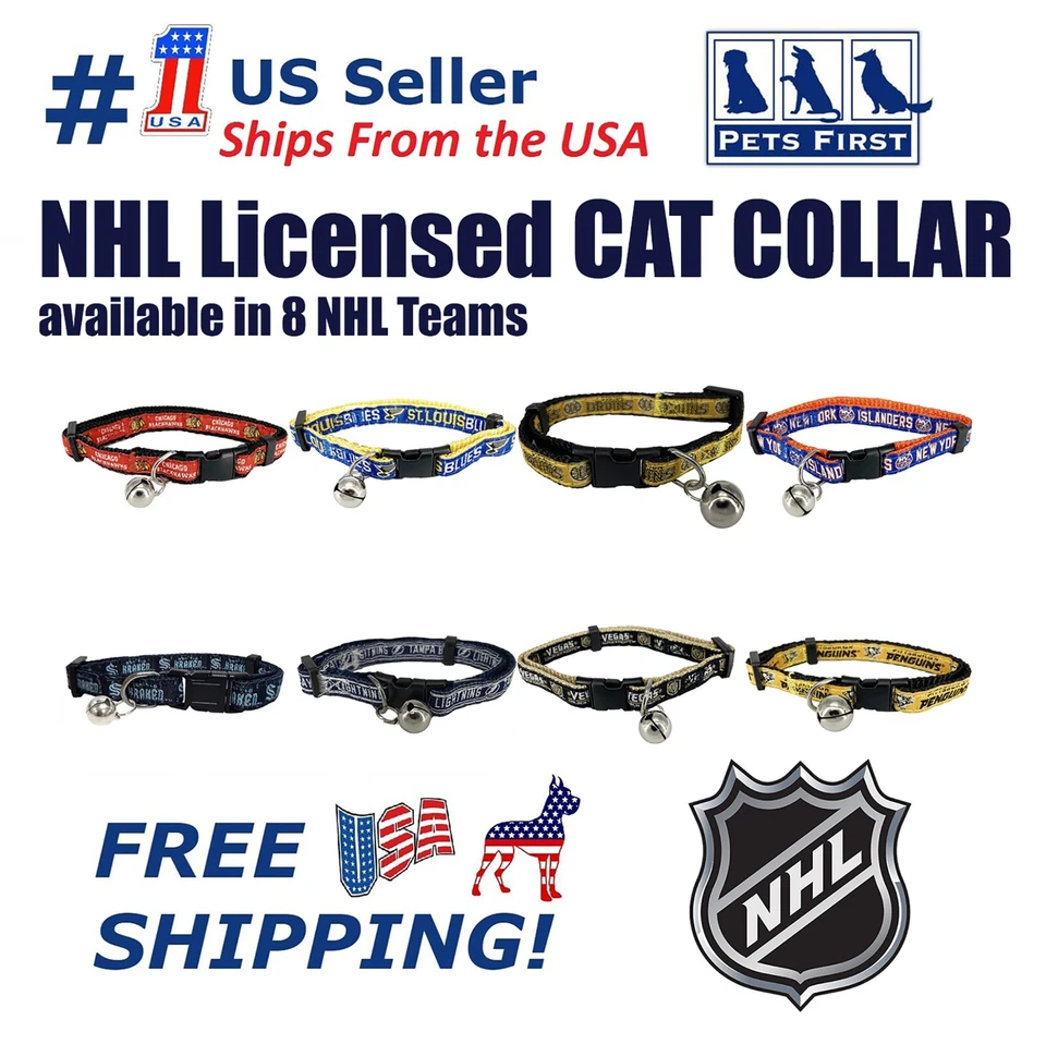 Pets First NHL Breakaway Cat Collar with Bell Adjustable Pet Collar One Size - Image 1 of 3