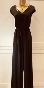 Marks & Spencer Collection UK12/14 Black Sequin Occasion Jersey Wide Jumpsuit - Picture 1 of 14
