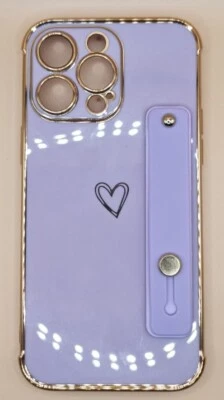 Funda iPhone 14 Pro Max Brillante Lujo Chapada Parachoques con Diseño Love-Heart-Púrpura Foto 1 de 4