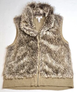 Arizona Jean Co. Faux Fur & Knit Vest Womens XL Brown - Picture 1 of 7