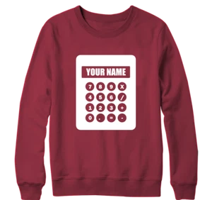 Personalised Custom Sweatshirt Your Name Calculator Numbers Day Students Gifts - Picture 1 of 16
