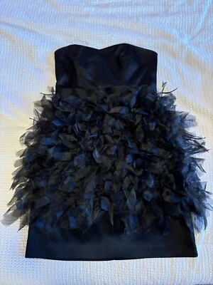 Black - MAX AND CLEO - Strapless Dress with Bunched Chiffon Detailing - Size 2 - Image 1 of 4
