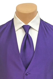 Men's Purple Tuxedo Vest & Tie Choice Red Sleeve Reflections Wedding Groom Prom - Picture 1 of 8