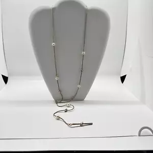 Kenneth Kole Necklace Faux Pearl and Gold Tone Chain Minimalist - Picture 1 of 6