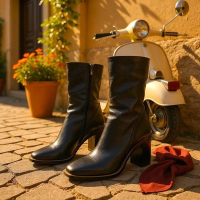 Franco Sarto Clásico Mujer Cuero Medio Pantorrilla Botas Botines TALLA 10 M NEGRO  Foto 1 de 4