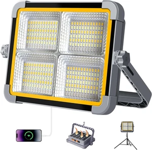 ERAY 150W Solar LED Baustrahler Akku Mit 7800Mah - 336 Leds, 4 Modi, 2 Lademetho - Bild 1 von 12