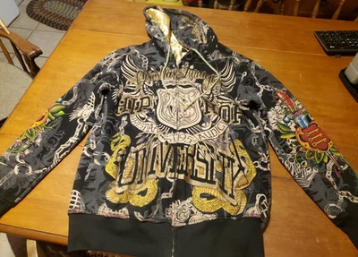 ¡EXCELENTE! Christian Audigier Sudadera con Capucha Chaqueta Calavera Bling Hip Hop XL  Foto 1 de 4