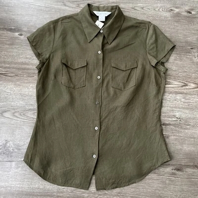 Brooks Brothers ирландский льняной на пуговицах верхний женщин средний зеленый новый - Изображение 1 из 4