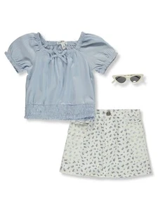 Derek Heart Girls' 3-Piece Butterfly Skirt Set Outfit Color: heather gray Size: - Picture 1 of 1