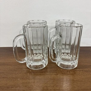 Set 4 tazze birra pesanti in vetro trasparente 10 pannelli - Foto 1 di 10