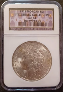 1921 1 $ Morgan Silber Dollar aus der Fitzgerald Sammlung NGC MS64 - Bild 1 von 4