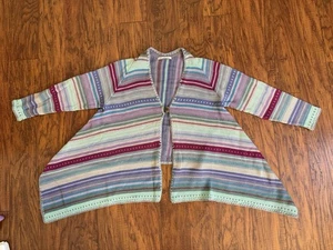 Cárdigan Caamano 100% Algodón Mercerizado Púrpura Azul Pastel Perú Botón Único - Imagen 1 de 9