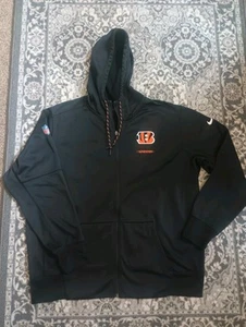 Felpa con cappuccio Nike NFL On Field Bengals Dri Fit zip davanti uomo XXL logo pile - Foto 1 di 13
