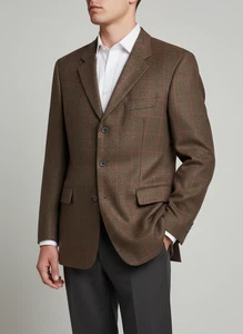 LUXURY HUGO BOSS Da Vinci Virgin Wool Cashmere Blazer Sport Coat Jacket Brown 44 - Picture 1 of 18