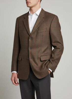 LUXURY HUGO BOSS Da Vinci Virgin Wool Cashmere Blazer Sport Coat Jacket Brown 44 - Image 1 of 4