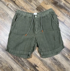 NUOTO AMALFI pantaloncino lino uomo L oliva tinta unita elastico in vita chiusura zip bottoni - Foto 1 di 9