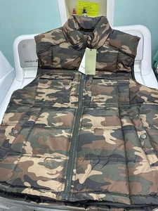 Gilet imbottito mimetico Goodfellow uomo grande full zip verde nuovo con etichetta - Foto 1 di 5