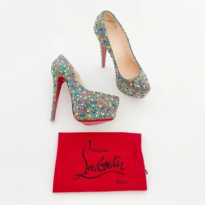 Christian Louboutin Narciso 160 Bombas EU 39.5 US 9.5 Multi Cristal Strass Foto 1 de 4