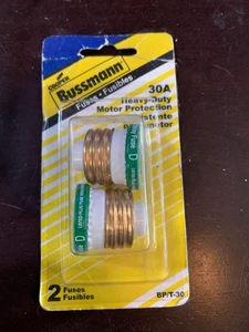 FUSES 30amp 2-pk heavy-duty motor protection time-delay Cooper Bussmann BP/T-30 - Picture 1 of 2