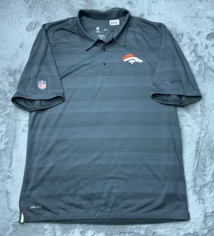 Denver Broncos Shirt Men's Extra Large Grey Polo Dri Fit Sports Outdoor Dri Fit Cover