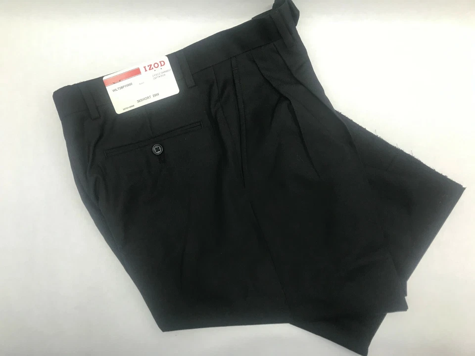 IZOD Dress Pants 29W Unhemmed Black Pleated Front - Image 1 of 4