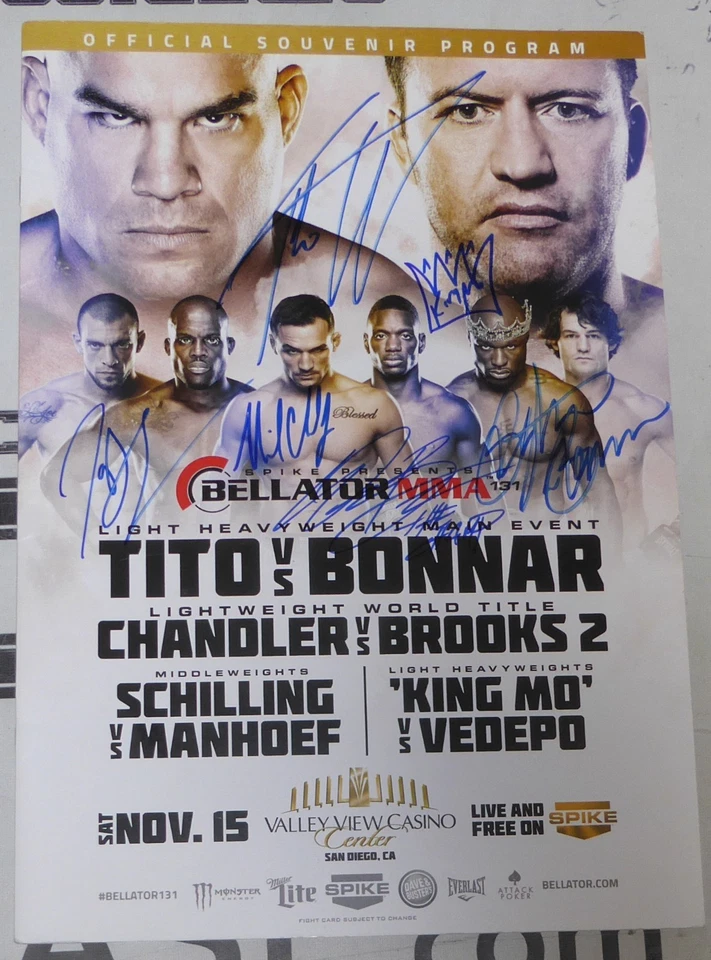Tito Ortiz & Stephan Bonnar Will Brooks +12 Signed Bellator MMA 131 Program UFC - Image 1 of 4