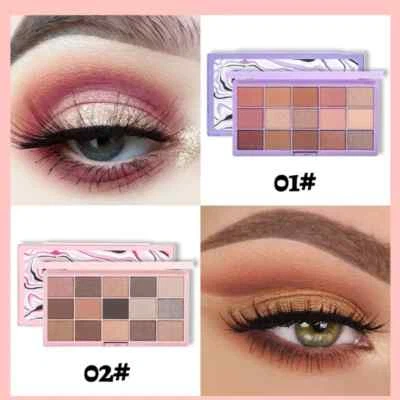 15 Colors Velvet Matte  Nude Eyeshadow Palette Baked Minerals Shimmer Eye Shadow - Image 1 of 4