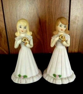 Vtg 1982 Enesco Lot of 2 Blonde & Brunette Growing Up Birthday Girls Age 9 - Picture 1 of 4