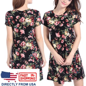 Fashion Women's Sleeveless Summer Floral Casual Beach Dress Short Dress US FAST - Picture 1 of 18
