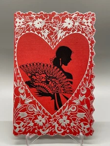 Unbenutzter Vintage Art Deco Bridge Score Block Valentinstag Silhouette, Silber, Buzza - Bild 1 von 7