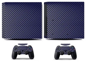Blue Carbon Fiber Vinyl Skin Sticker Cover for Sony PS4 Pro Game 4 Pro - Picture 1 of 2